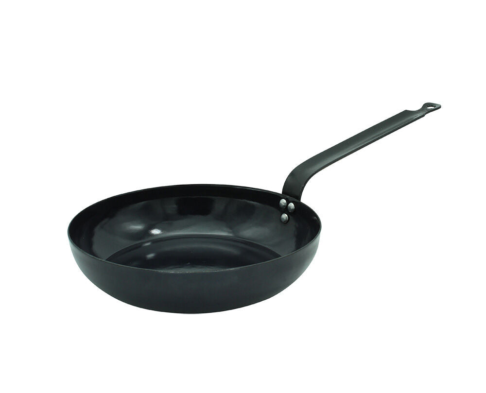 Karl Krüger Pfanne mit Stiel, Serie BLACK (Westernpfanne), Stahl emailliert / Bratpfanne