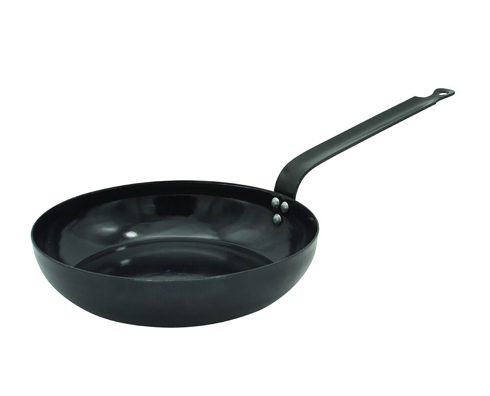 Karl Krüger Pfanne mit Stiel, Serie BLACK (Westernpfanne), Stahl emailliert / Bratpfanne