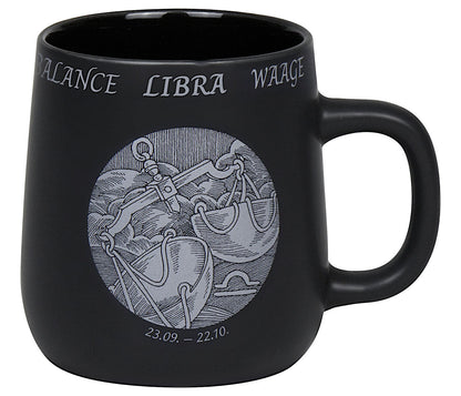 KÖNITZ Becher STERNZEICHEN - Waage - 395 ml aus Bone China Porzellan / Fassbecher