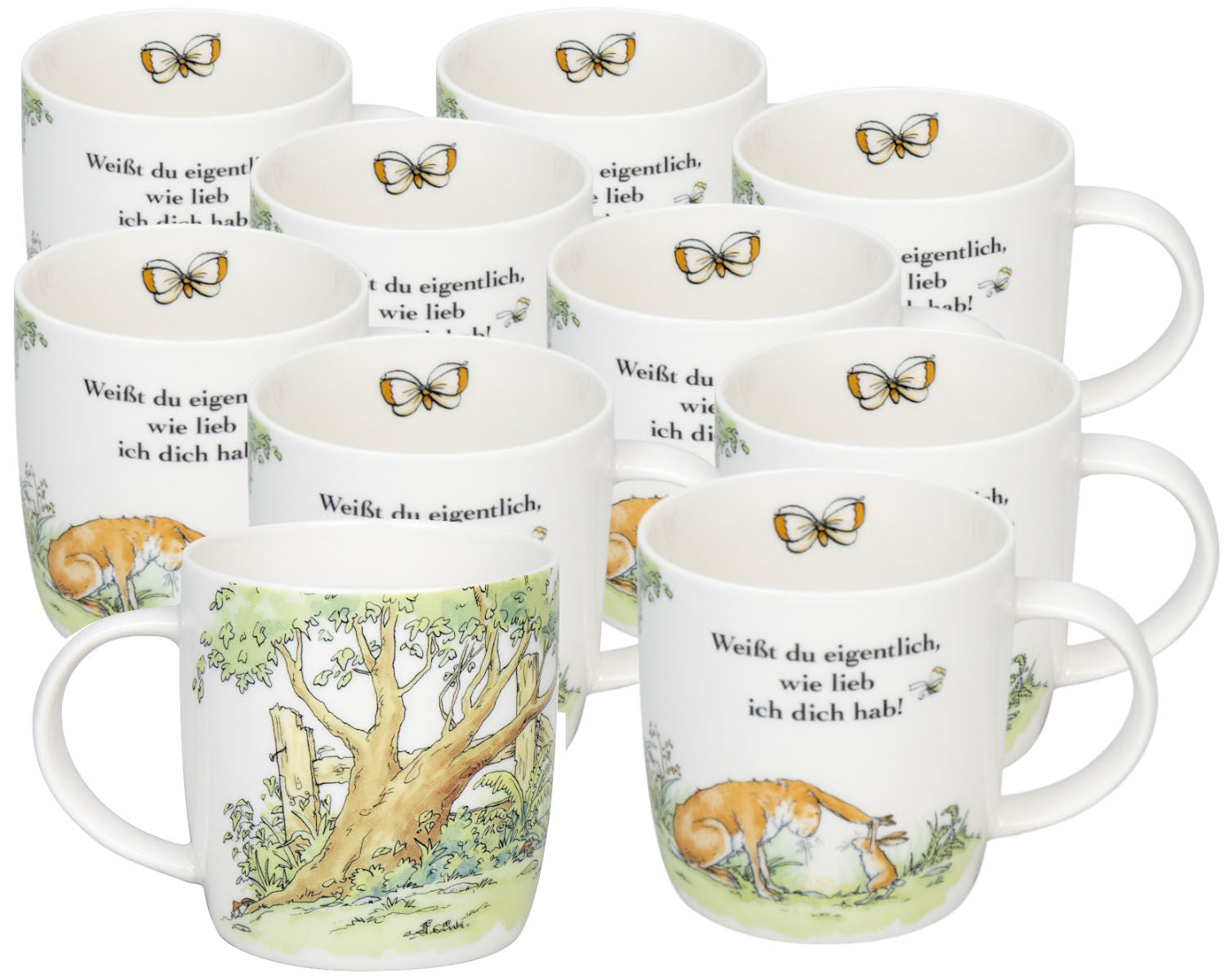 10er SET KÖNITZ Becher - Weisst du eigentlich wie lieb ich die habe - 400 ml aus Porzellan