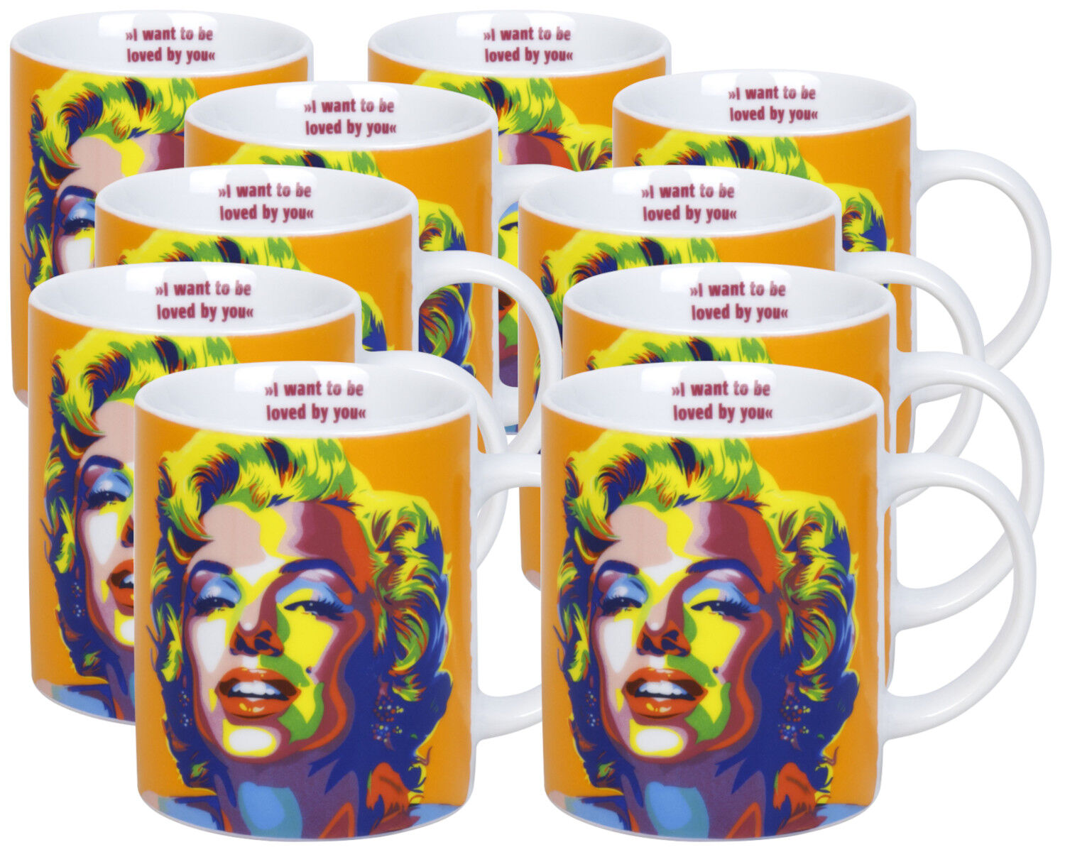 10er SET KÖNITZ 1110022982 Becher Heroes - Homage to MARILYN MONROE 300 ml aus Porzellan
