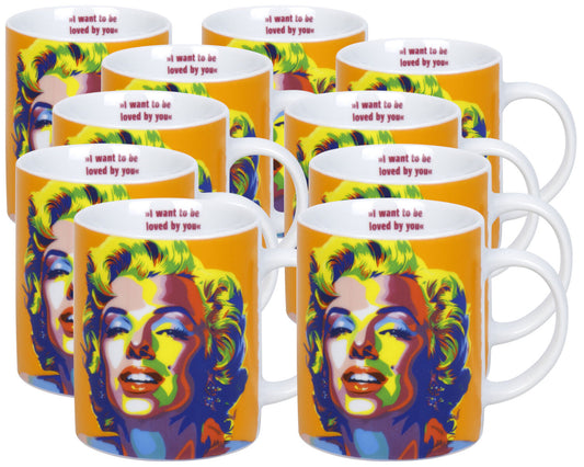10er SET KÖNITZ 1110022982 Becher Heroes - Homage to MARILYN MONROE 300 ml aus Porzellan