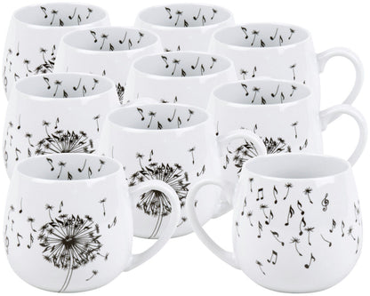 10er SET KÖNITZ 1111431775 Kuschelbecher 400 ml Music Dandelion, Porzellan / Löwenzahn Becher