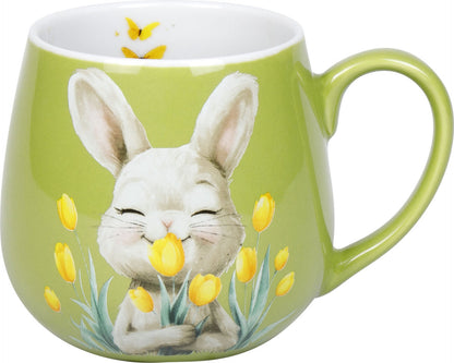 KÖNITZ 1111433013 Könitz Kuschelbecher Spring Animals - Hase, 400 ml, Porzellan / Becher