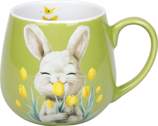 KÖNITZ 1111433013 Könitz Kuschelbecher Spring Animals - Hase, 400 ml, Porzellan / Becher