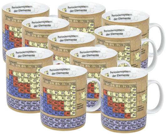 10er SET KÖNITZ 1113301064 Wissensbecher CHEMIE 490 ml aus Porzellan / Motivbecher