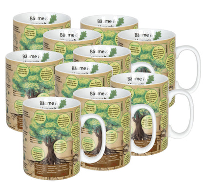 10er SET KÖNITZ 1113302443 Wissensbecher BÄUME 490 ml aus Porzellan / Motivbecher