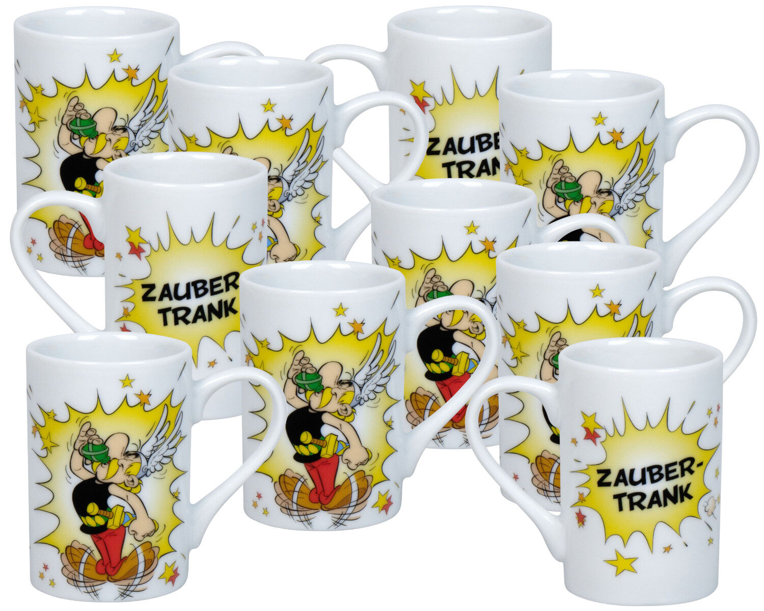 10er SET KÖNITZ Mini Becher 85 ml - Asterix Zaubertrank (D) aus Porzellan / Minipresso