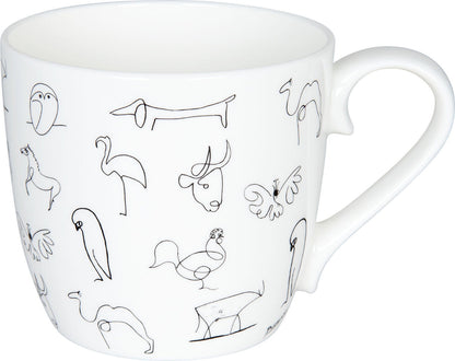 KÖNITZ 10er SET 1120570104 Becher Picasso - Animaux (Tiere) - 425 ml aus Bone China Porzellan – Bild 2