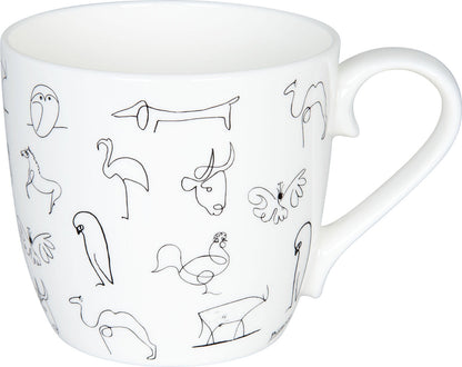 KÖNITZ 115S570104 Becher Picasso - Animaux 425 ml mit Sieb und Deckel, Bone China Porzellan – Bild 2