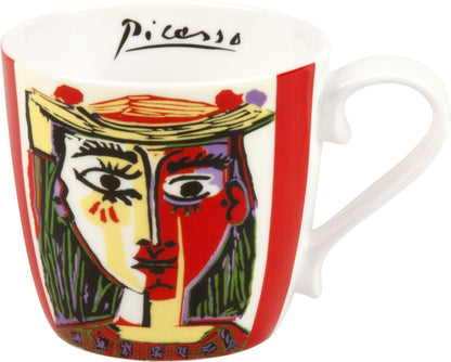 KÖNITZ 1120571991 Becher Picasso - Femme Au Chapeau (Frau mit Hut) - 450 ml aus Bone China Porzellan
