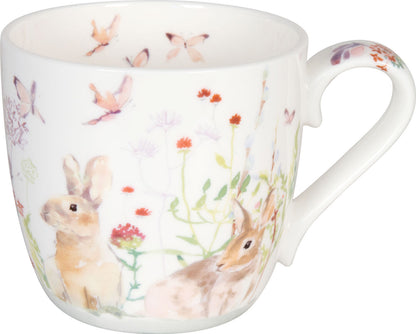 KÖNITZ 115S572368 Becher Victoria Lowe - Spring Bunnies 425 ml mit Sieb und Deckel, Bone China Porzellan – Bild 2