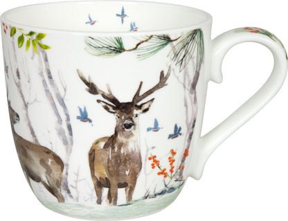 KÖNITZ 115S572616 Becher Victoria Lowe - Winter deer (Winter Hirsch) 425 ml mit Sieb und Deckel, Bone China Porzellan – Bild 2