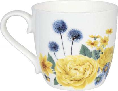 KÖNITZ 1120572636 Becher Gardening - Yellow Flowers 425 ml aus Bone China Porzellan – Bild 2