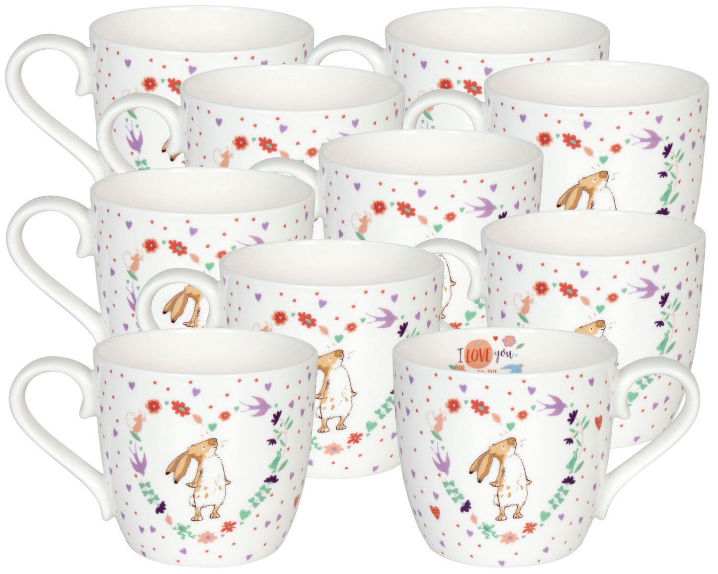 10er SET KÖNITZ 1120572682 Becher how much I love you - Little Valentine - 425 ml aus Bone China Porzellan
