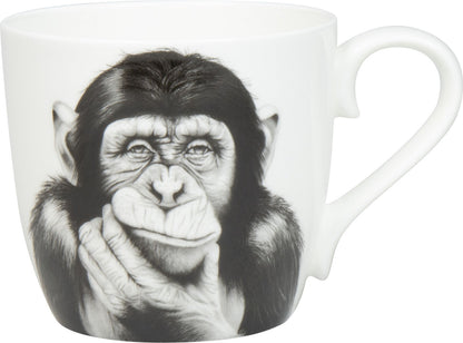 KÖNITZ 115S572830 Becher DENKENDER AFFE 425 ml mit Sieb und Deckel, Bone China Porzellan – Bild 2
