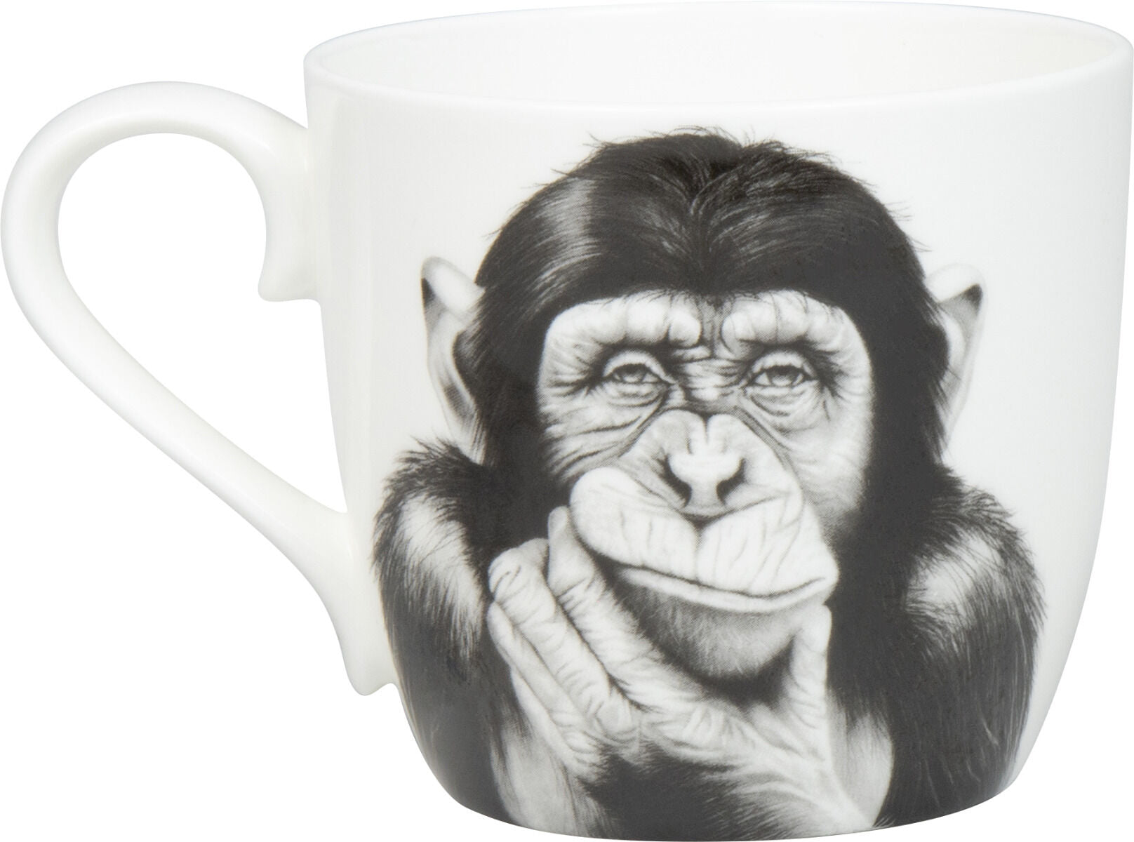 KÖNITZ 115S572830 Becher DENKENDER AFFE 425 ml mit Sieb und Deckel, Bone China Porzellan – Bild 3