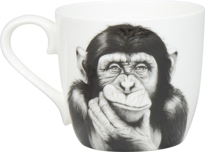 KÖNITZ 115S572830 Becher DENKENDER AFFE 425 ml mit Sieb und Deckel, Bone China Porzellan – Bild 3