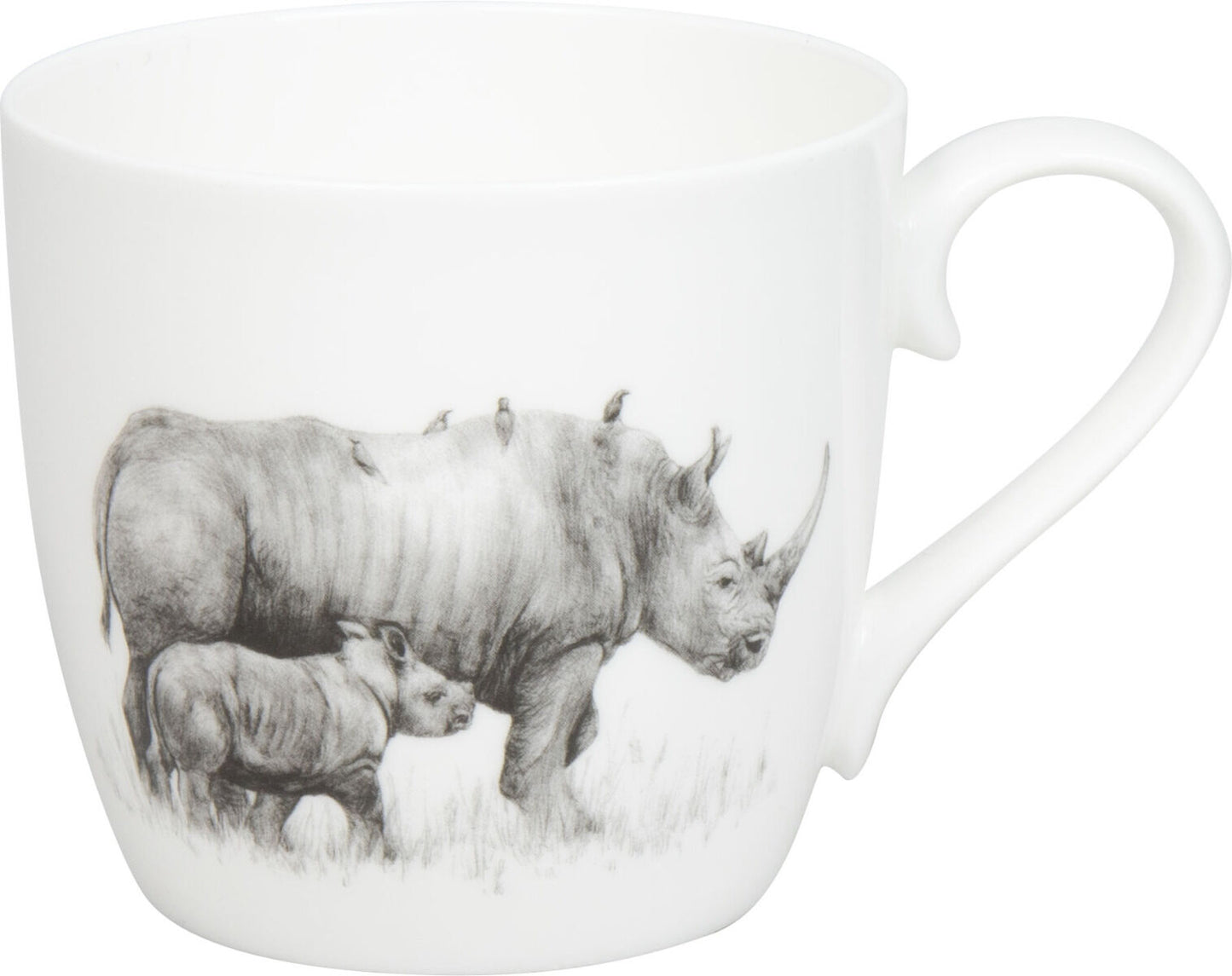 KÖNITZ 115S572955 Becher AMAZING ANIMALS Nashörner 425 ml mit Sieb und Deckel, Bone China Porzellan / Design Vanessa… – Bild 2