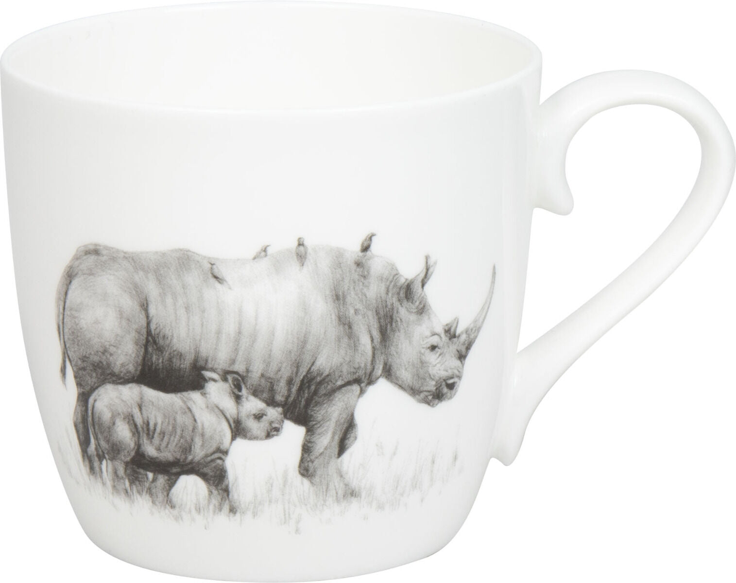 KÖNITZ 115S572955 Becher AMAZING ANIMALS Nashörner 425 ml mit Sieb und Deckel, Bone China Porzellan / Design Vanessa… – Bild 2