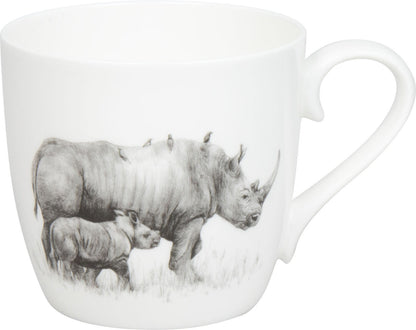 KÖNITZ 115S572955 Becher AMAZING ANIMALS Nashörner 425 ml mit Sieb und Deckel, Bone China Porzellan / Design Vanessa… – Bild 2