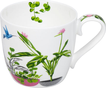 KÖNITZ 115S573021 Becher Urban Jungle - Birds of Paradise 425 ml mit Sieb und Deckel, Bone China Porzellan – Bild 4