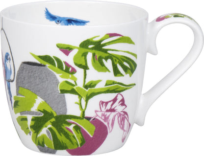 KÖNITZ 1120573022 Becher Urban Jungle - Monstera by Aurore 425 ml aus Bone China Porzellan