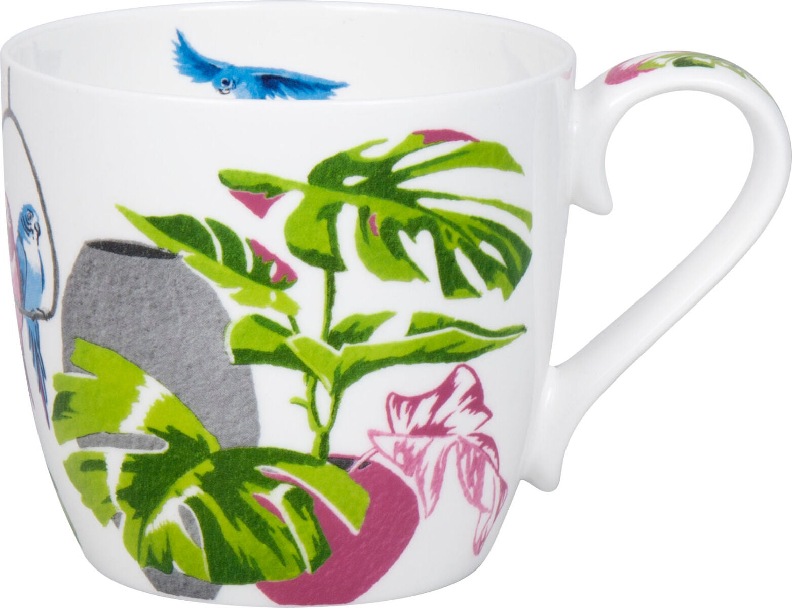 KÖNITZ 115S573022 Becher Urban Jungle - Monstera 425 ml mit Sieb und Deckel, Bone China Porzellan – Bild 2