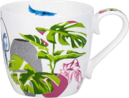 KÖNITZ 115S573022 Becher Urban Jungle - Monstera 425 ml mit Sieb und Deckel, Bone China Porzellan – Bild 2