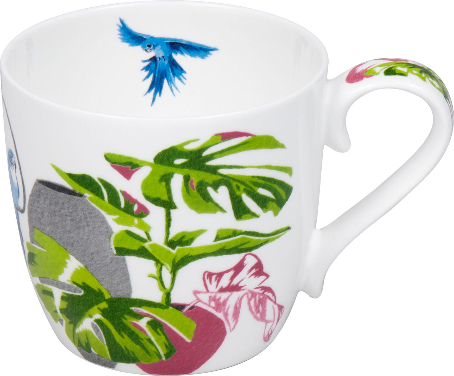 KÖNITZ 115S573022 Becher Urban Jungle - Monstera 425 ml mit Sieb und Deckel, Bone China Porzellan – Bild 4