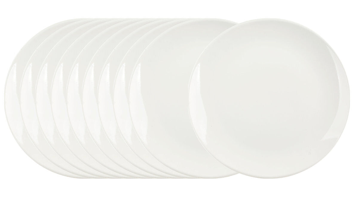 10er SET Könitz Teller Ø 19 cm, weiß, Basic Bone China Porzellan / KT 266 neutral