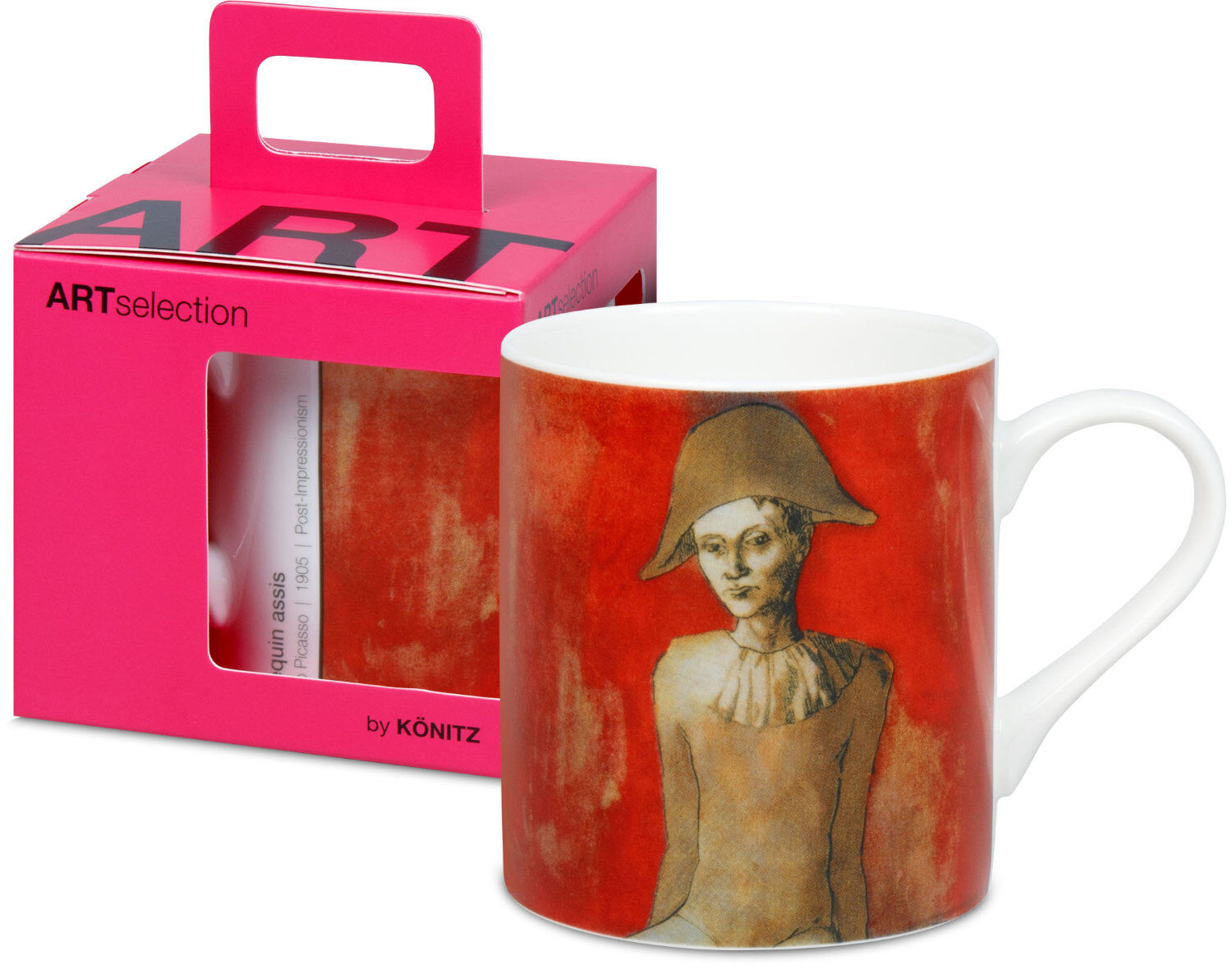 KÖNITZ Becher 1150042991 ARTselection Arlequin assis by Pablo Picasso, 400 ml, Bone China Porzellan