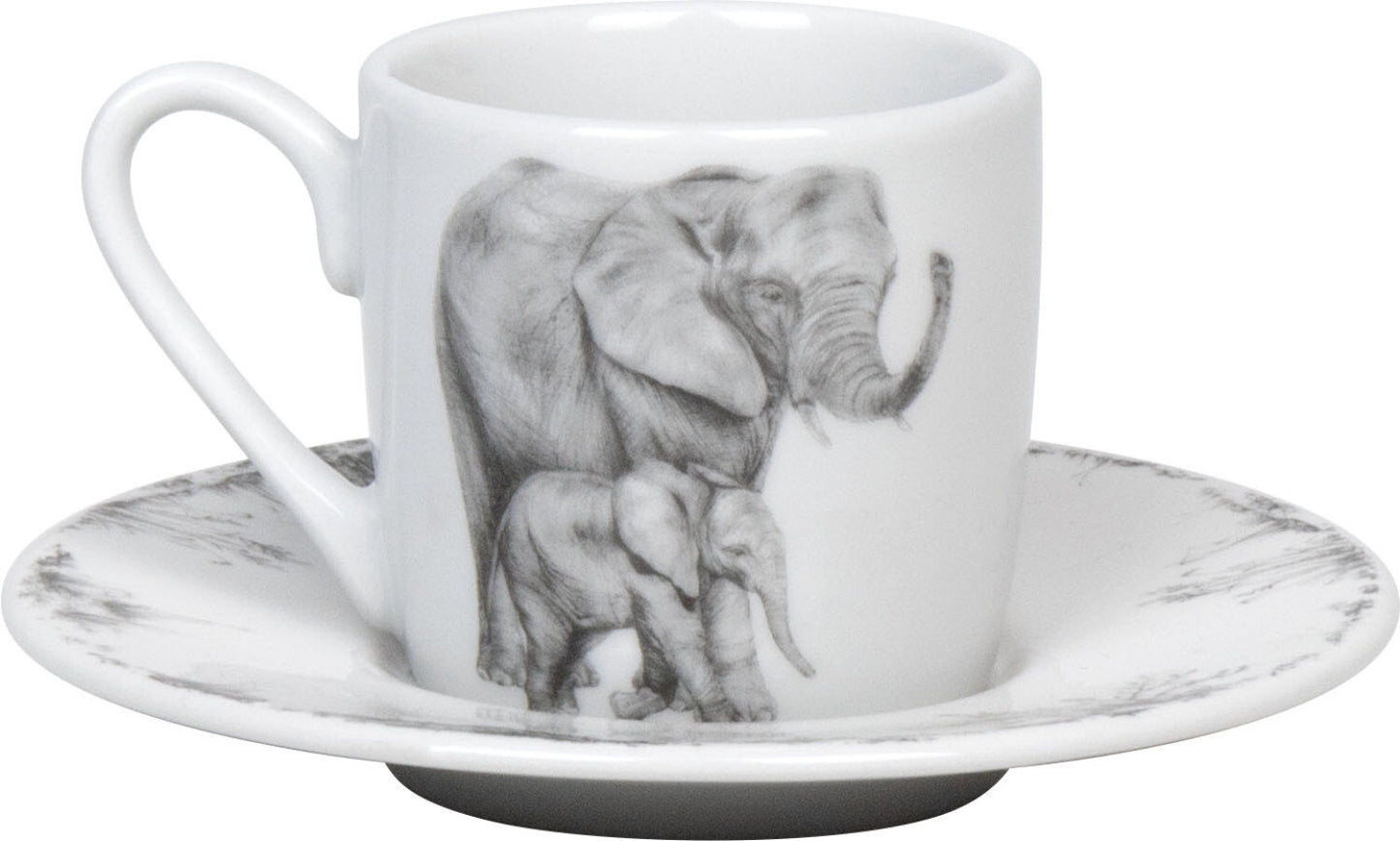 KÖNITZ 1150532761 Espressotasse mit Untertasse Amazing Animals - Elefanten 85 ml aus Bone China Porzellan – Bild 2