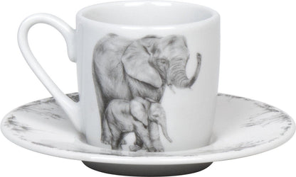 KÖNITZ 1150532761 Espressotasse mit Untertasse Amazing Animals - Elefanten 85 ml aus Bone China Porzellan – Bild 2