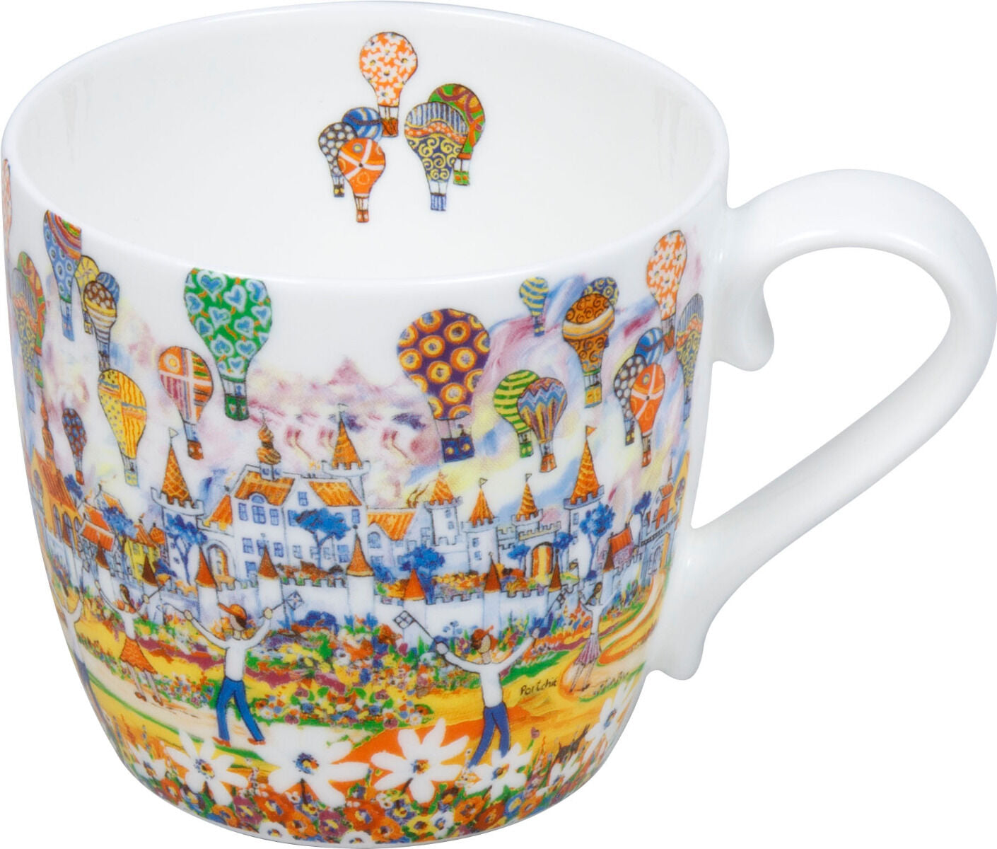 KÖNITZ 1150572994 Becher Hot Air Balloon by Portchie 425 ml mit Sieb und Deckel, Bone China Porzellan – Bild 2