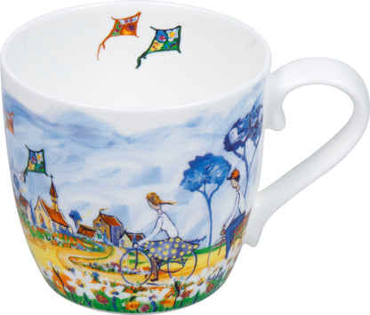 KÖNITZ 1150572995 Becher Kites and Cycling by Portchie 425 ml mit Sieb und Deckel, Bone China Porzellan – Bild 2