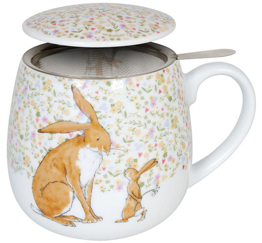 Könitz 1151432448 Becher mit Sieb und Deckel 400 ml - Tea for you - Rate mal wie lieb ich Dich hab / Teebecher