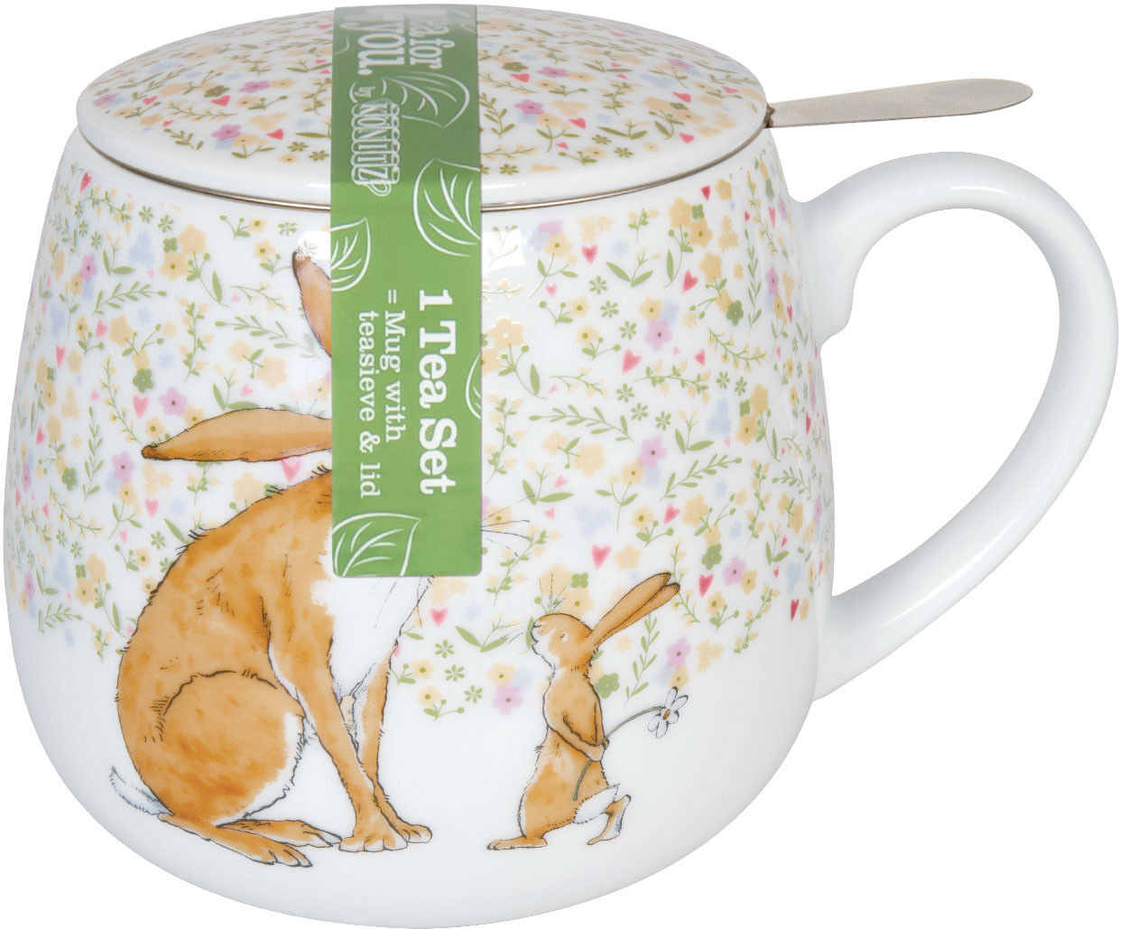Könitz 1151432448 Becher mit Sieb und Deckel 400 ml - Tea for you - Rate mal wie lieb ich Dich hab / Teebecher – Bild 2