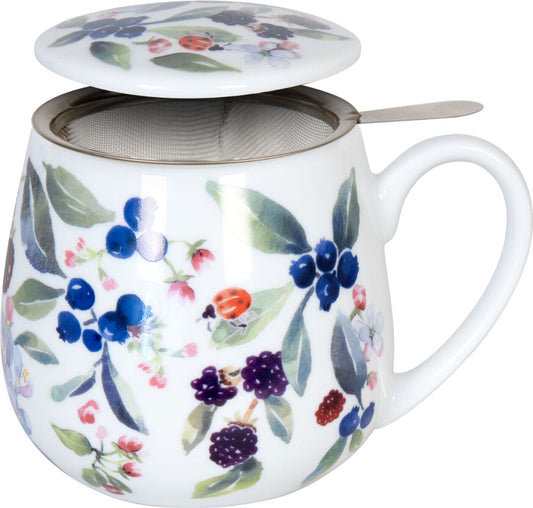 Könitz 1151432603 Becher mit Sieb und Deckel 400 ml - Tea for you Fruity Tea Berry by Victoria Lowe / Teebecher
