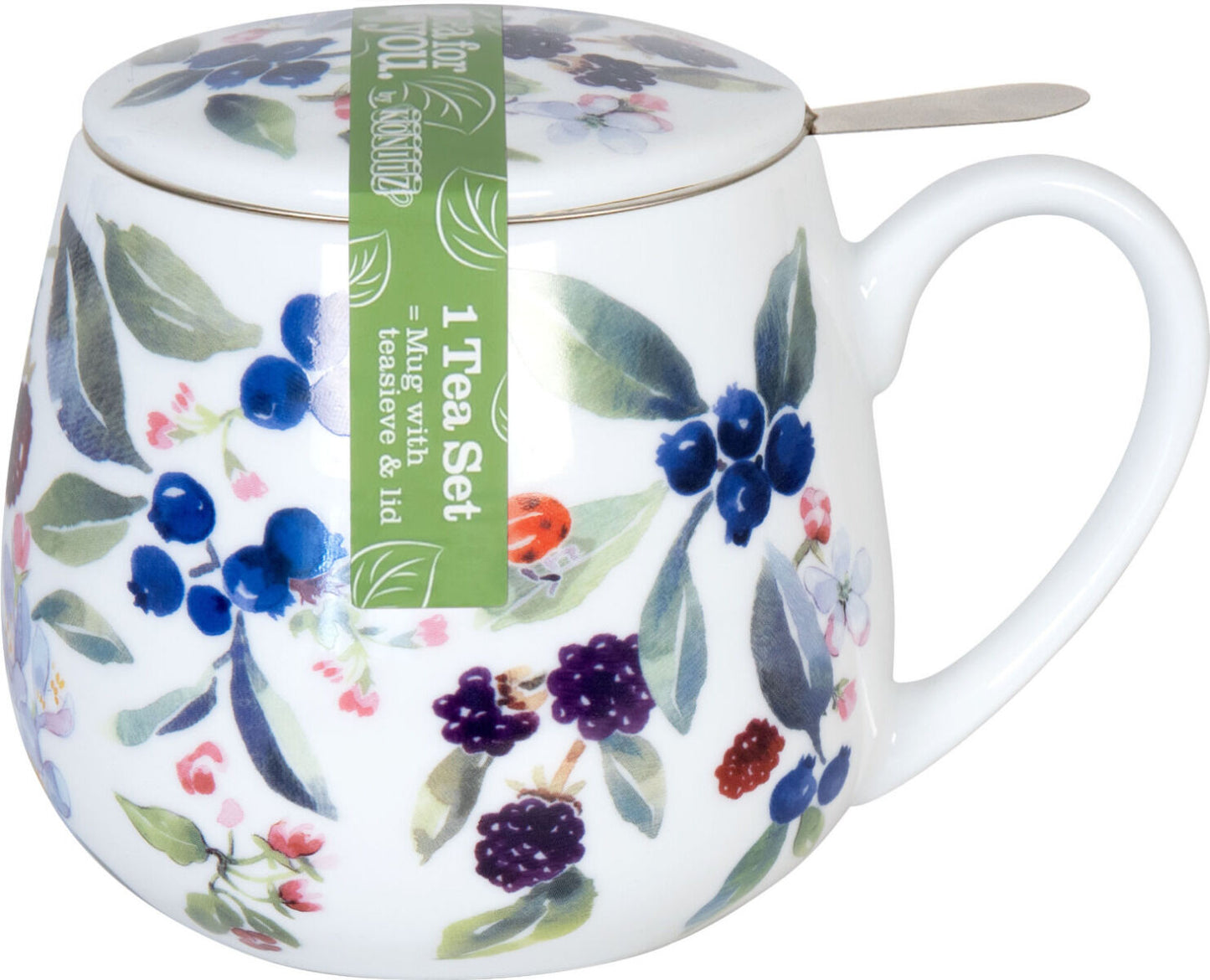 Könitz 1151432603 Becher mit Sieb und Deckel 400 ml - Tea for you Fruity Tea Berry by Victoria Lowe / Teebecher – Bild 2