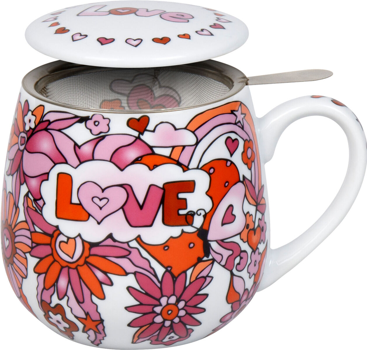Könitz 1151433016 Becher mit Sieb und Deckel 400 ml - Power of Love by M. Koch - Tea for me / Teebecher