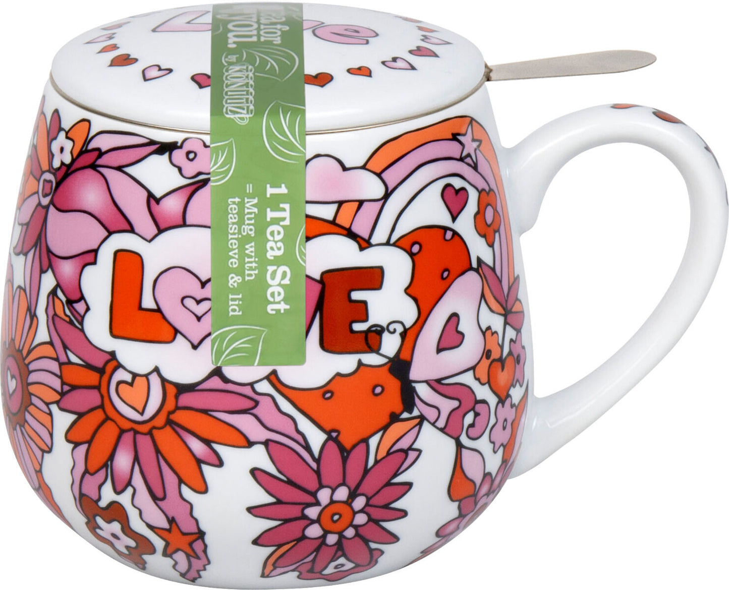 Könitz 1151433016 Becher mit Sieb und Deckel 400 ml - Power of Love by M. Koch - Tea for me / Teebecher – Bild 3