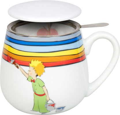 Könitz 1151433036 Becher mit Sieb und Deckel 400 ml - Der kleine Prinz Regenbogen - Tea for you / Teebecher