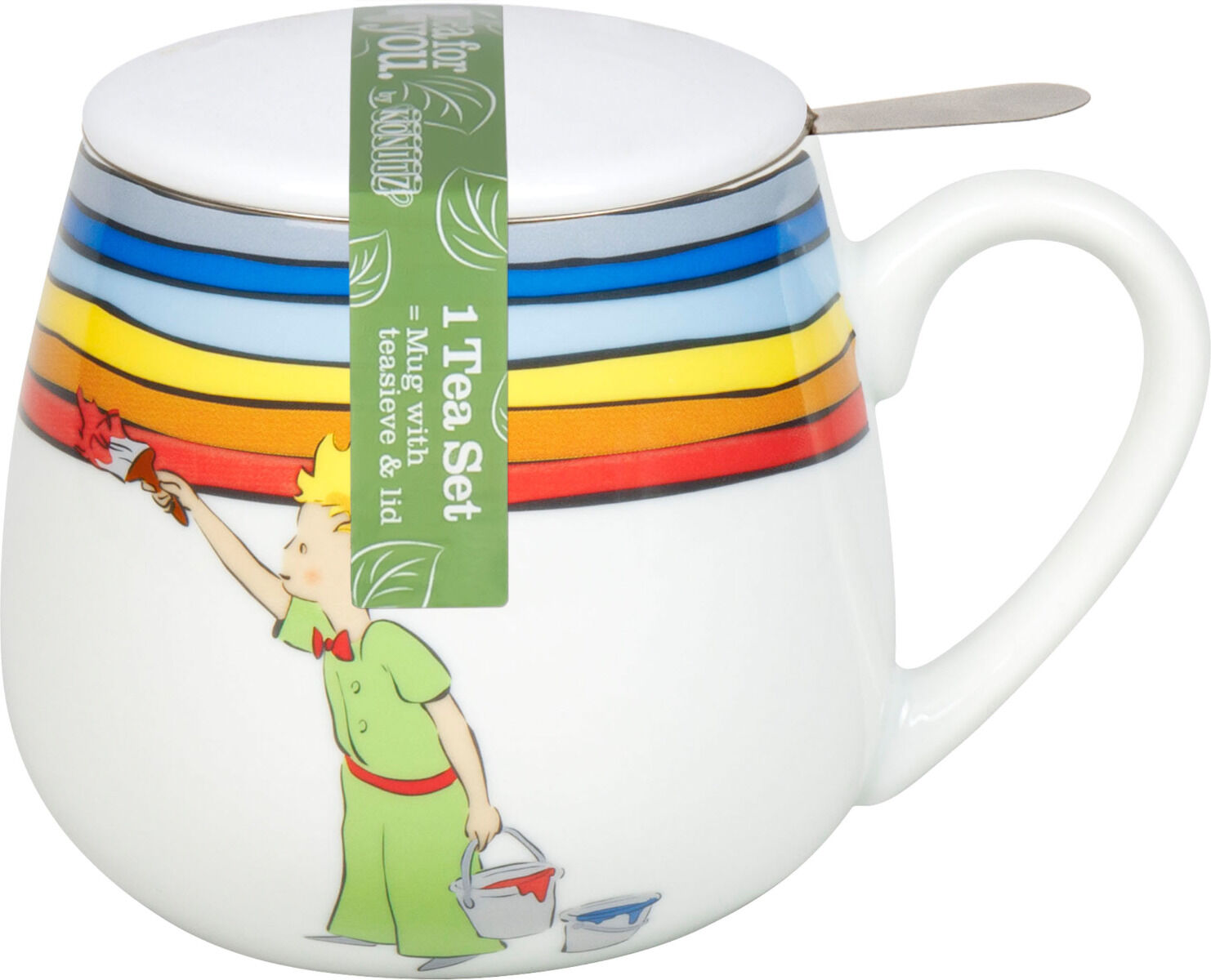 Könitz 1151433036 Becher mit Sieb und Deckel 400 ml - Der kleine Prinz Regenbogen - Tea for you / Teebecher – Bild 2