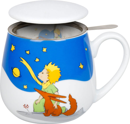 Könitz 1151433037 Becher mit Sieb und Deckel 400 ml - Der kleine Prinz Regenbogen - Tea for you / Teebecher