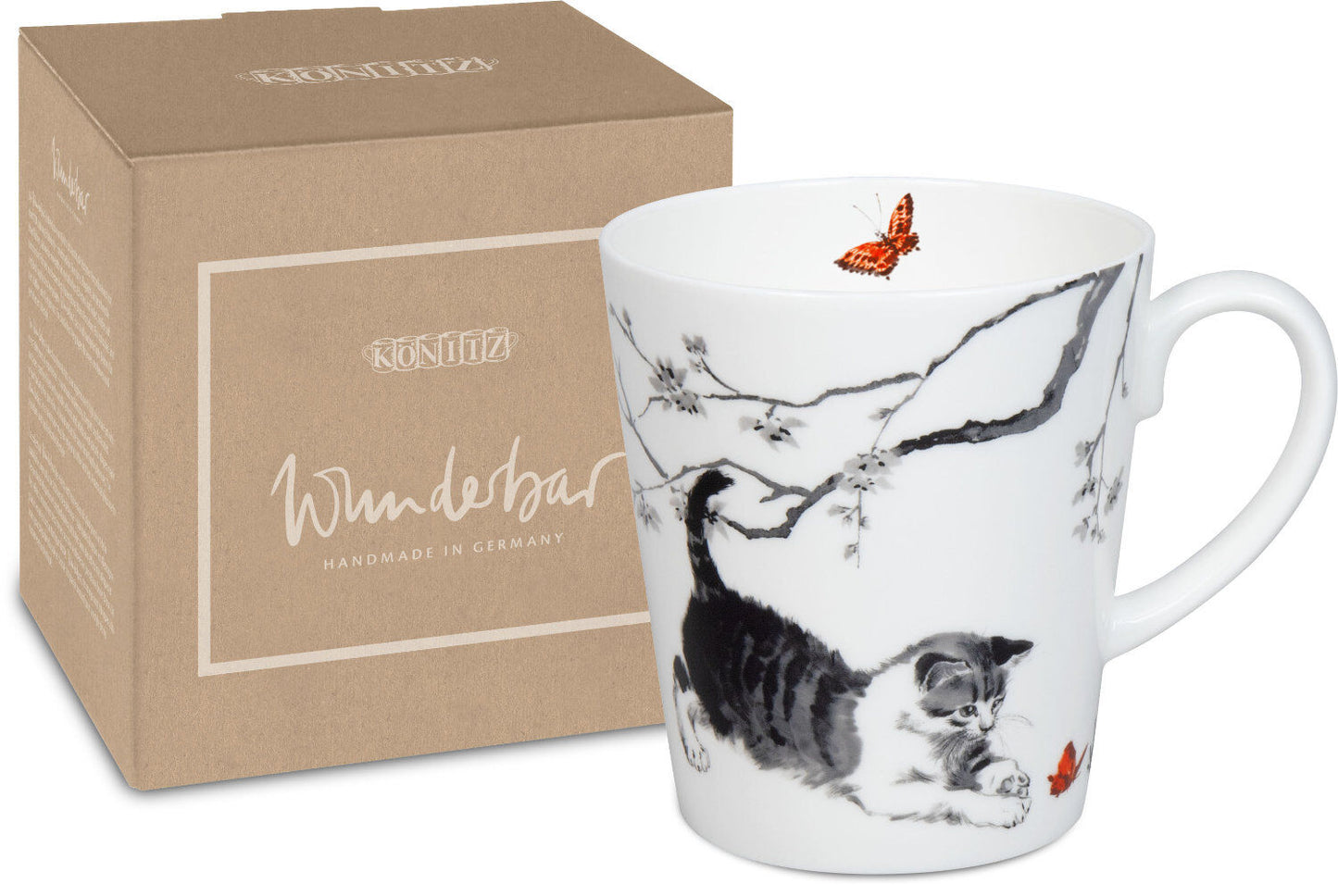 KÖNITZ 1152552811 Becher Wunderbar CATS im Geschenkkarton - 600 ml aus Bone China Porzellan