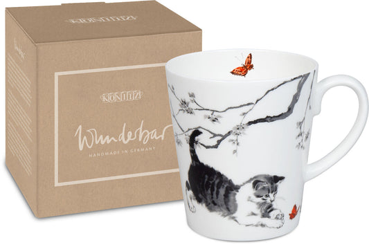 KÖNITZ 1152552811 Becher Wunderbar CATS im Geschenkkarton - 600 ml aus Bone China Porzellan