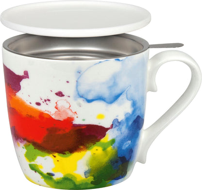KÖNITZ 115S571694 Becher On colour - Flow 425 ml mit Sieb und Deckel, Bone China Porzellan