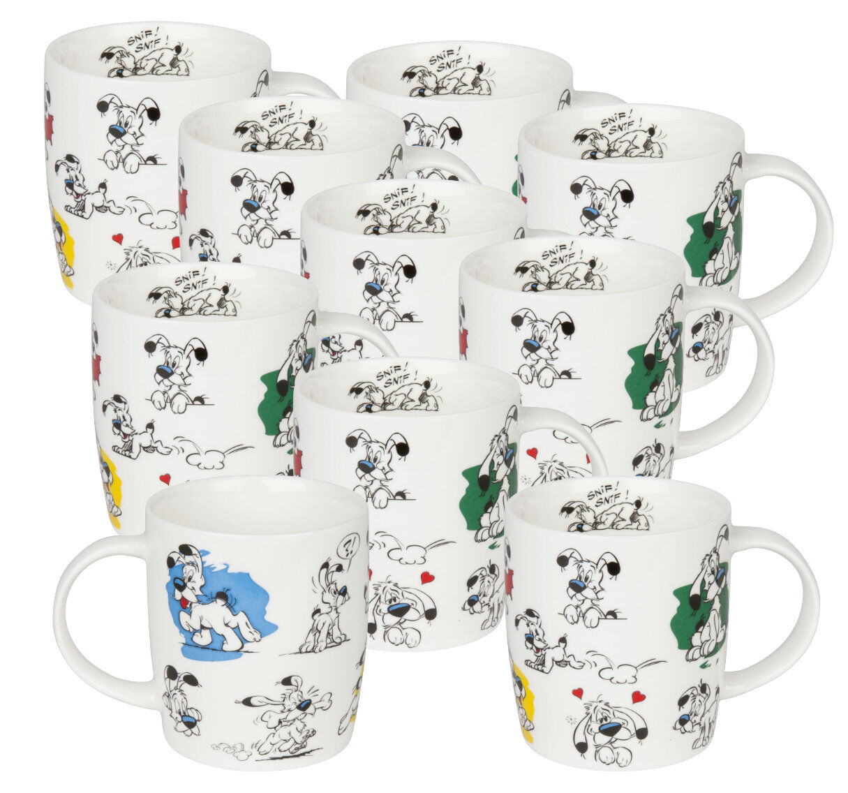 10er SET KÖNITZ Becher Asterix - Snif Snif Idefix - 400 ml / Motivtasse