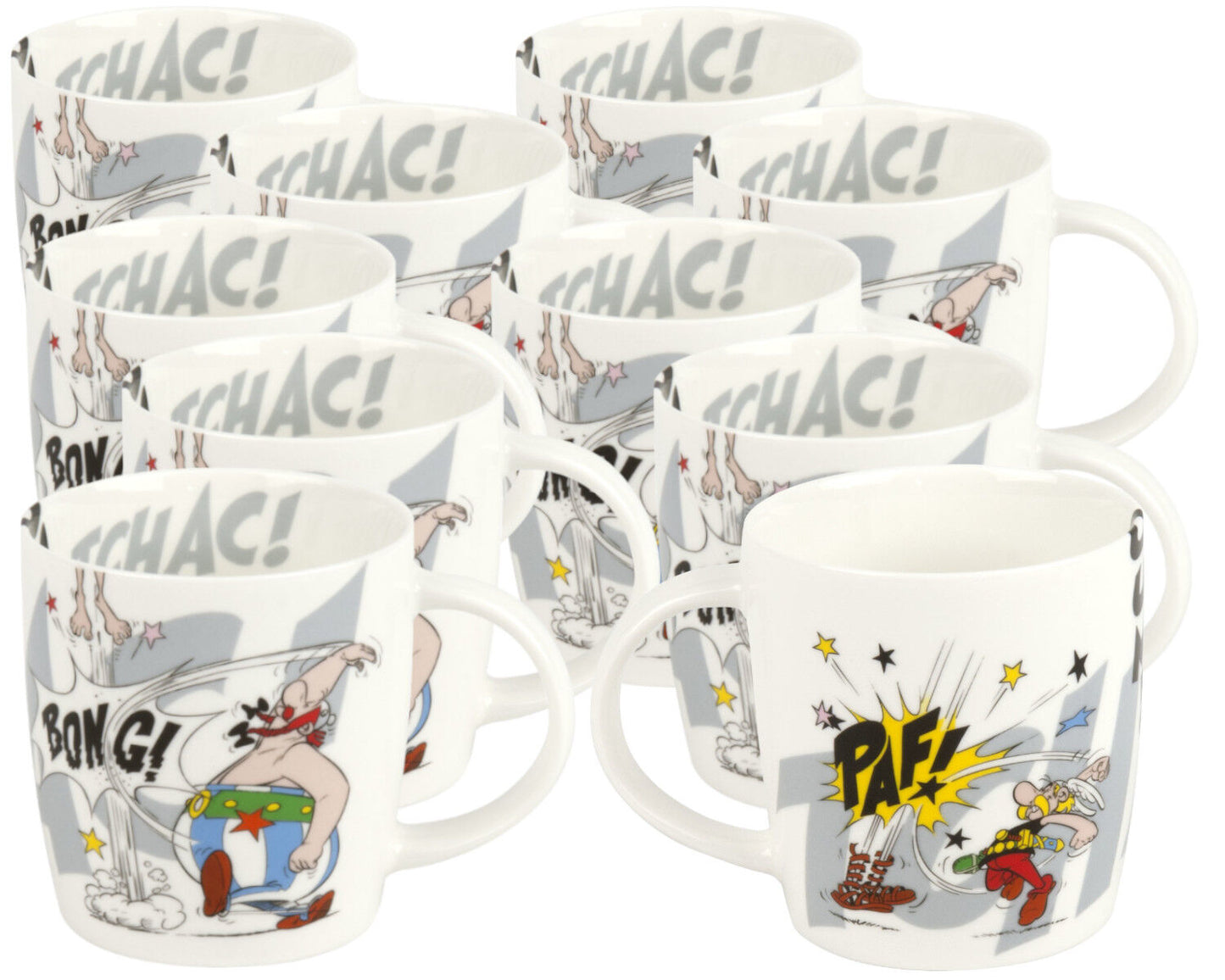 10er SET KÖNITZ Becher Asterix - K.O. - 400 ml / Motivtasse